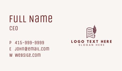 Quill Pen Paper Writer Business Card Image Preview