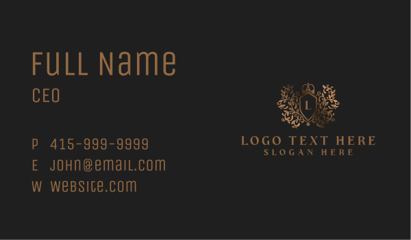 Crown Shield Ornament Business Card Design Image Preview