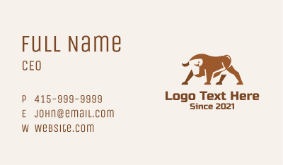 Brown Minimalist Bull Business Card Image Preview