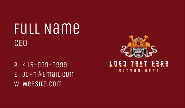 Samurai Warrior Smoke Business Card Design Image Preview