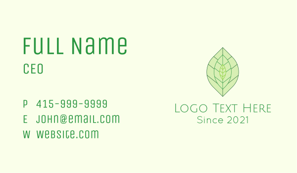 Minimalist Tea Leaves  Business Card Design Image Preview