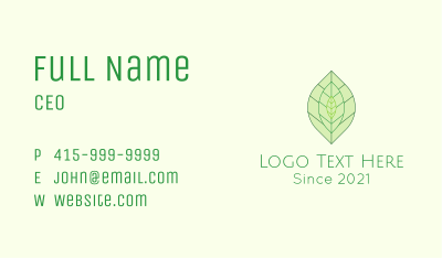 Minimalist Tea Leaves  Business Card Image Preview