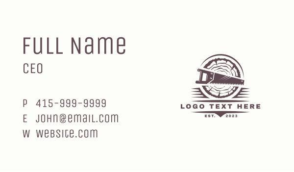 Wood Saw Blade Carpentry Business Card Design Image Preview