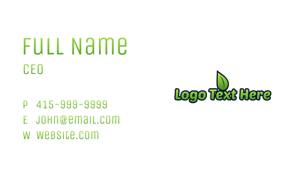 Green Leaf Wordmark  Business Card Design Image Preview