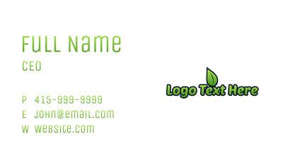 Green Leaf Wordmark  Business Card Image Preview