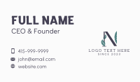 Leaf Boutique Letter N Business Card Design