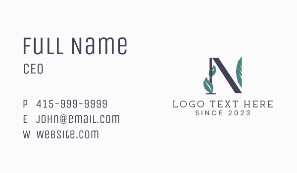 Leaf Boutique Letter N Business Card Design Image Preview