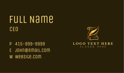 Quill Writing Scroll Business Card Image Preview