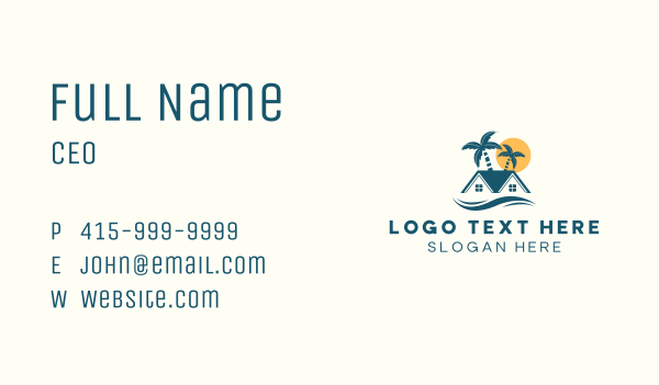 Tropical Roof Island Resort Business Card Design Image Preview