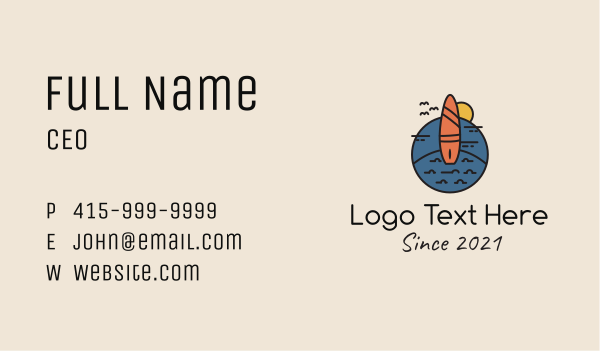 Beach Surfing Surfboard Business Card Design Image Preview