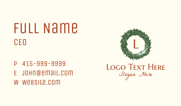 Winter Christmas Wreath Letter Business Card Design Image Preview