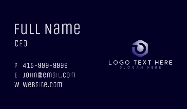 Technology Hook Hexagon Letter O Business Card Design Image Preview