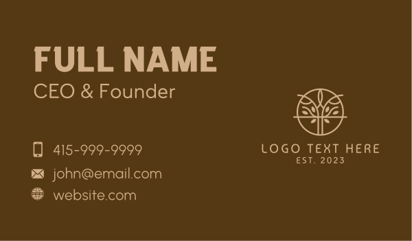 Brown Symmetrical Tree Business Card Design