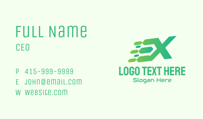 Green Speed Motion Letter X Business Card