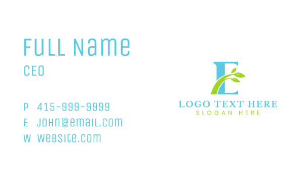 Organic Leaf Letter E Business Card Design Image Preview