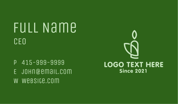 Green Leaf Candle Business Card Design Image Preview