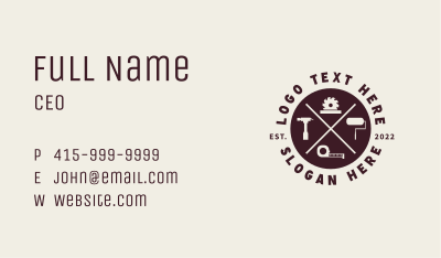 Hipster Carpenter Tools Business Card Image Preview