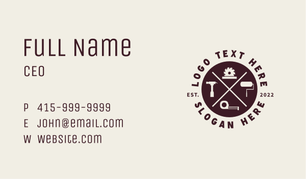 Hipster Carpenter Tools Business Card Design Image Preview
