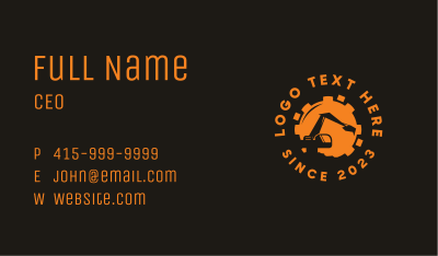 Orange Cog Excavator Business Card Image Preview