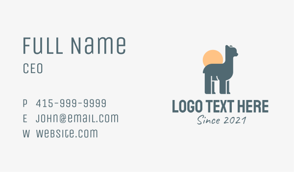 Little Llama Sunset Business Card Design Image Preview