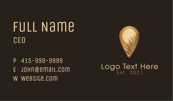 Palm Beach Location Pin Business Card Design Image Preview