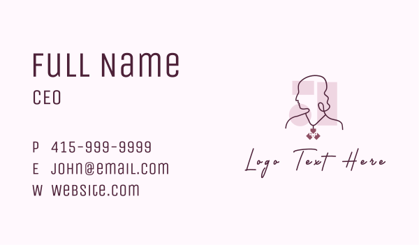 Lady Gem Necklace Business Card Design Image Preview