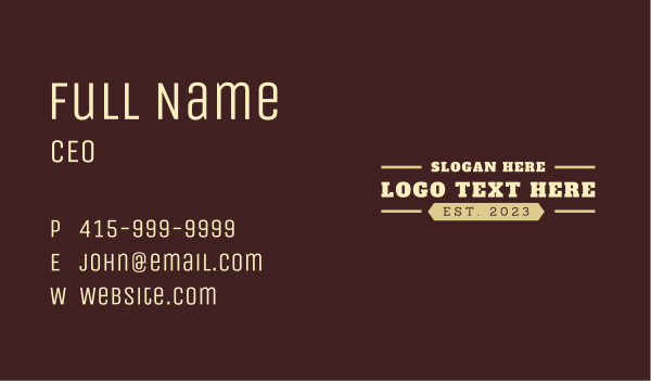 Masculine Vintage Wordmark Business Card Design Image Preview