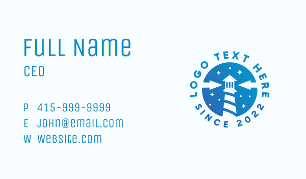 Blue Lighthouse Arrow Business Card Design Image Preview