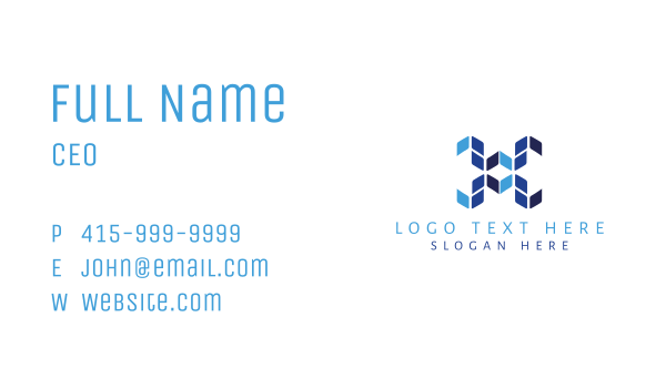 Blue Mosaic H Business Card Design Image Preview