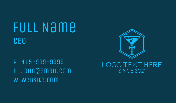 Blue  Gentleman Cocktail Business Card Design Image Preview