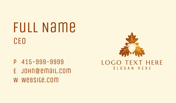 Autumn Acorn Leaf Business Card Design Image Preview