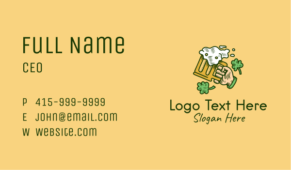 St. Patrick's Day Irish Beer  Business Card Design Image Preview