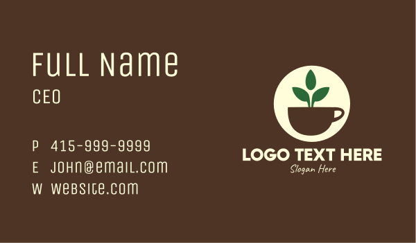 Herbal Tea Cup Leaves Business Card Design Image Preview