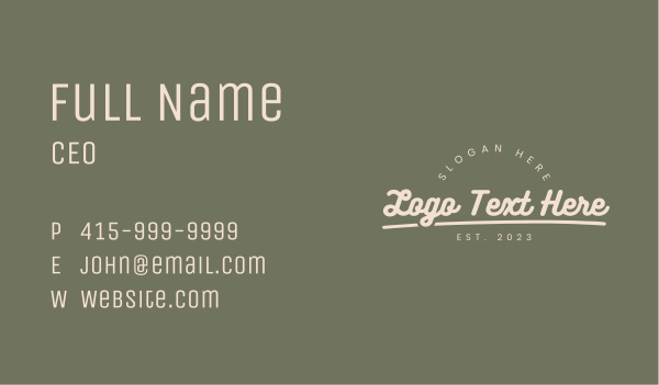 Hipster Brand Wordmark Business Card Design Image Preview