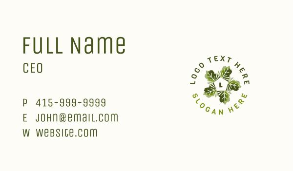 Leaves Organic Sustainability Business Card Design Image Preview