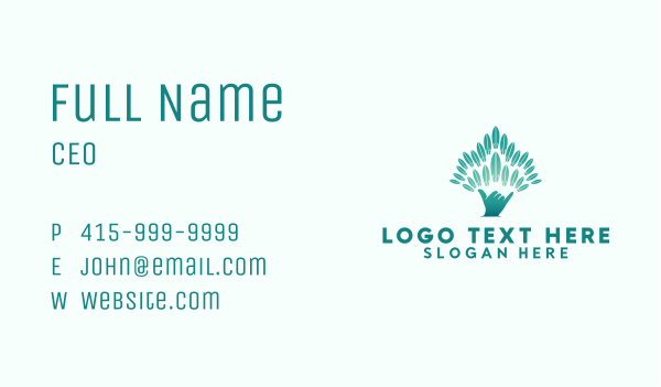 Green Tree Hand Business Card Design Image Preview