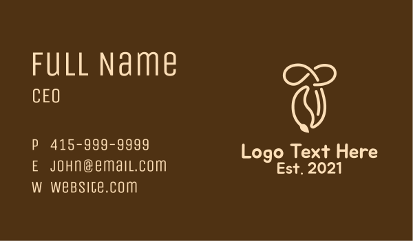 Brown Coffee Bean  Business Card Design