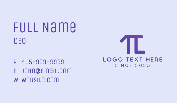 Pi Mathematical Letter L  Business Card Design Image Preview