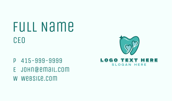 Heart Tooth Dental Business Card Design Image Preview