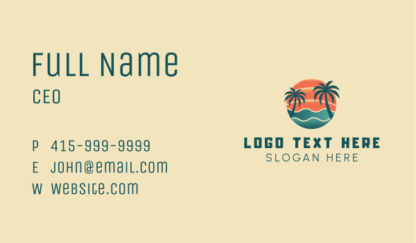 Hot Beach Palm Tree Summer Business Card Design Image Preview