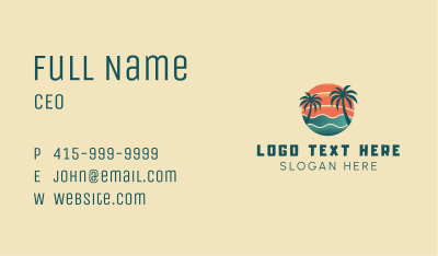 Hot Beach Palm Tree Summer Business Card Image Preview