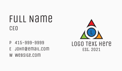 Multicolor Triangle Tech Letter Business Card