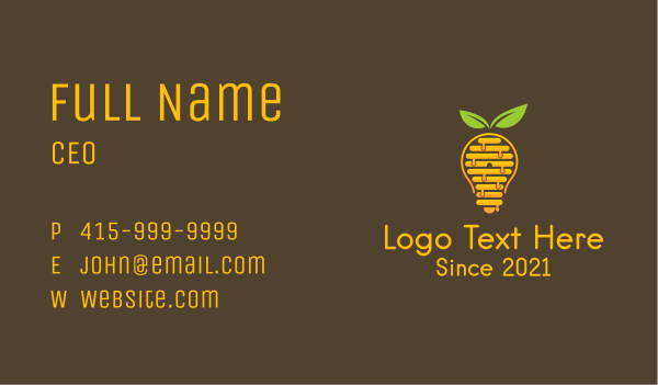 Honey Beehive Bulb Business Card Design Image Preview