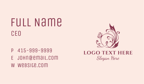 Floral Wedding Ring Jewelry  Business Card Design Image Preview