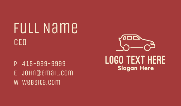 White Monoline SUV Business Card Design Image Preview