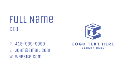 Blue Cube Letter C Business Card Image Preview