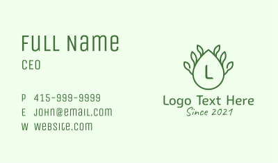 Natural Aromatherapy Oil Letter  Business Card