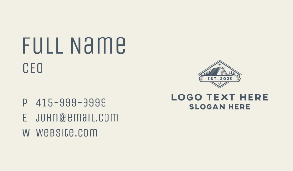 Forest Cabin Roofing Business Card Design Image Preview