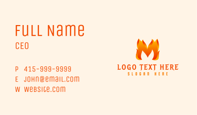 Hot Fire Letter M Business Card Image Preview