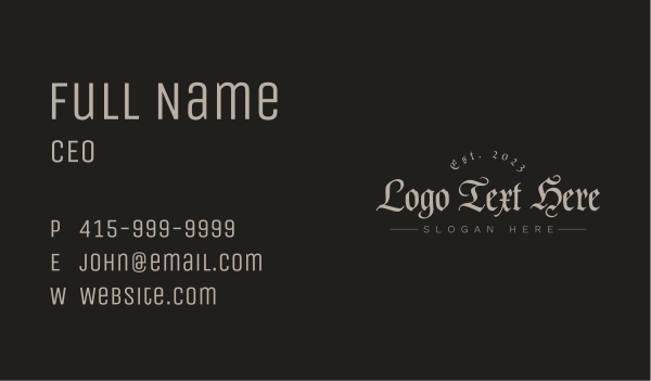 Gothic Tattoo Wordmark Business Card Design Image Preview
